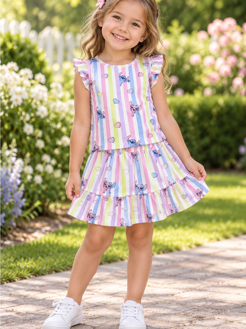 Disney Stitch & Angel girls’ 2-piece outfit set, size 3–4 years